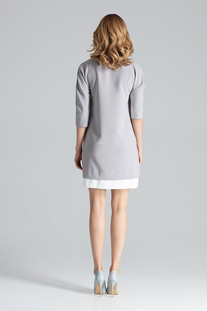 Elegant dress with pockets - A-line dress - gray dress M333 size