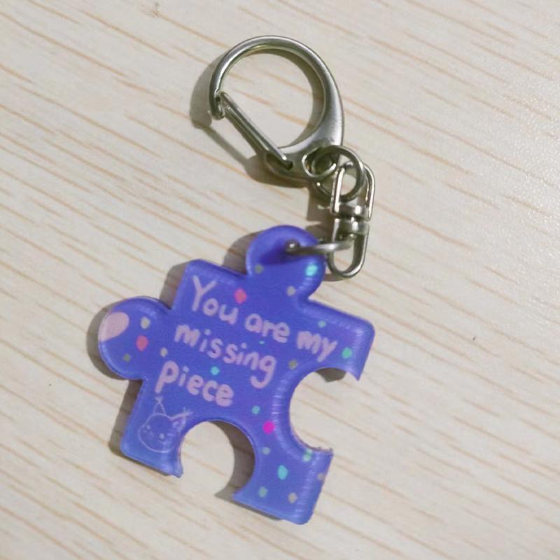 Diy Creative You Are My Missing Piece Alphabet Puzzle Keychain For Couples Alloy Key Ring Jewelry Gift