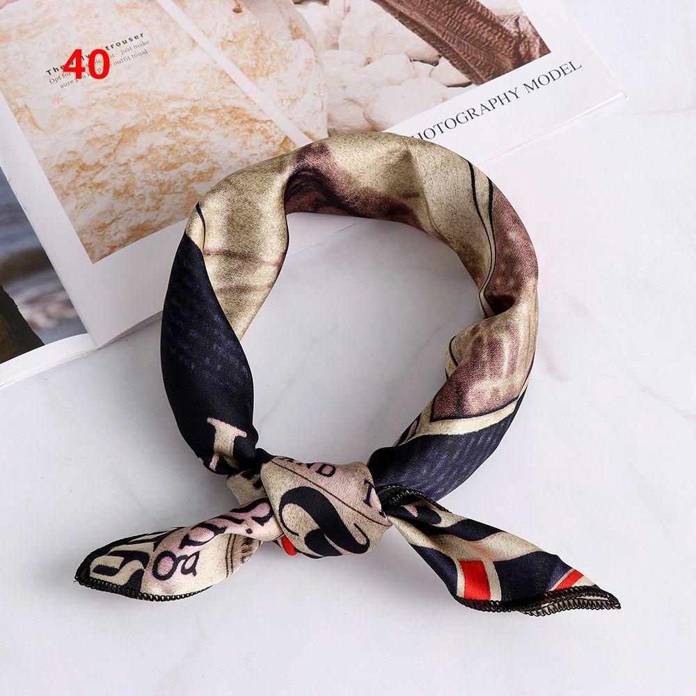 Vintage Wrist Wrap Head-Neck Tie Hair Band Silk Feel Satin Bandana Women Square Scarf Handkerchief