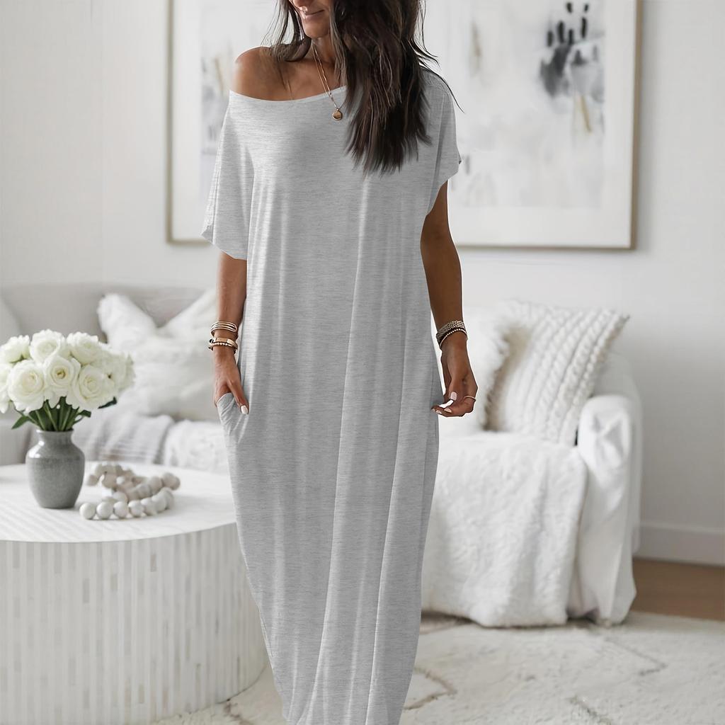 Women's Spring/Summer Short-Sleeve Long Casual Dress
