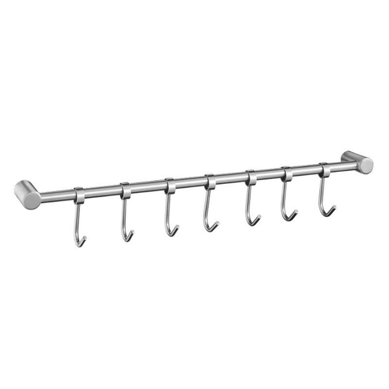 Stainless Steel Wall Mount Pot Pan Hanging Rack Kitchen Straight Bar Utensil Cookware with Sliding Hooks