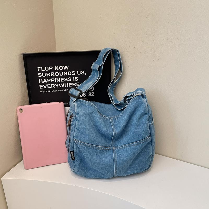 Джинсовая сумка Винтажная сумка-мессенджер на плечо Кроссбоди Большая вместимость Сумка-тоут
