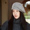Женские шляпы на осень и зиму, берет из кроличьего пуха, однотонные, универсальные вязаные шерстяные шляпы, теплые зимние шляпы художника и шляпы-бутоны, трендовые