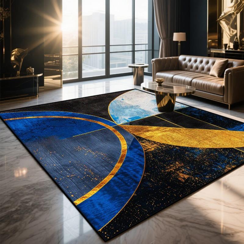 Modern Light Luxury Geometric Living Room Carpet Washable Home Area Rug Decorative Mat Ideal for Bedroom Entrance Parlor