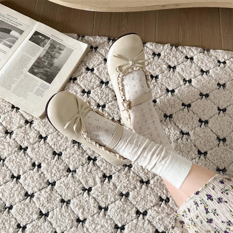 Туфли женские кожаные с круглым носком и бантом в стиле ретро на плоской подошве, новинка 2025 года, юбка, французские туфли Мэри Джейн на мягкой подошве