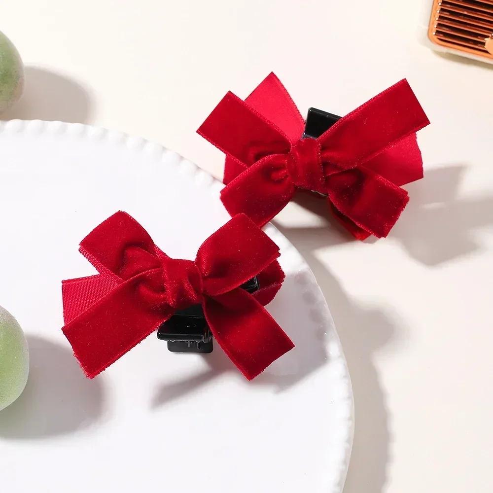 Милый черный, красный бант, маленькая заколка для волос, принцесса, бархатный бант, заколка для волос, зажим для волос, головные уборы для девочек и женщин, корейские инструменты для укладки волос