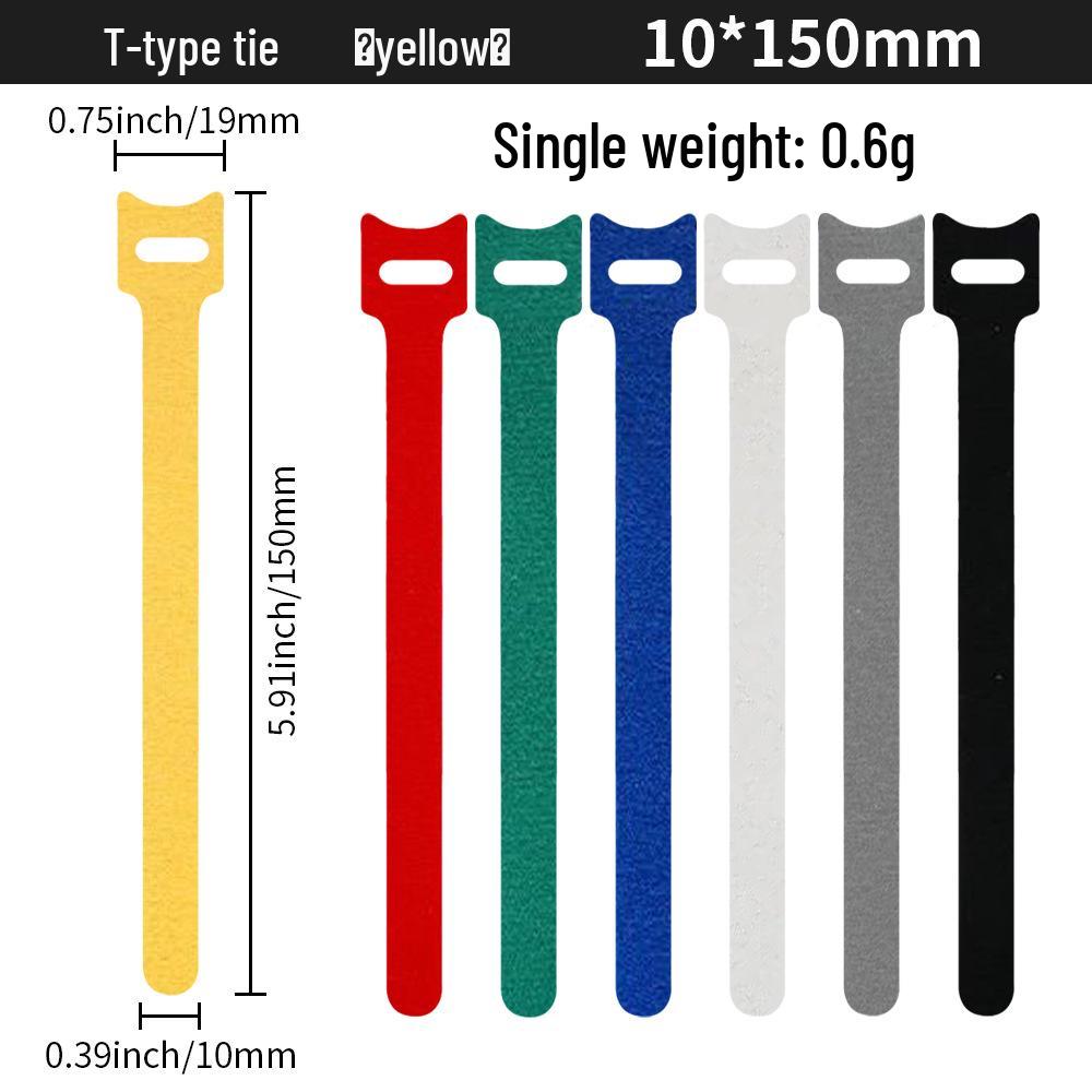 T-Type Magic Tape Cable Ties for Earphones, Data Cables, Organizers, and Network Cables with Back-to-Back Adhesive Straps.