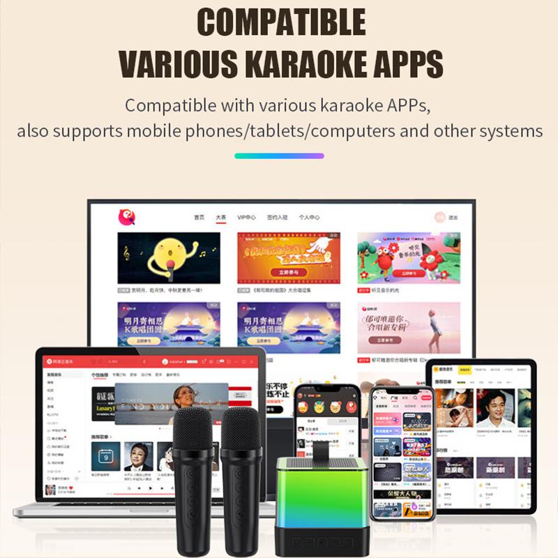 Караоке Беспроводная Портативная Bluetooth 5.3 Колонка с Микрофоном RGB Портативный Музыкальный Плеер Караоке-машина для Ребенка Дом Подарок