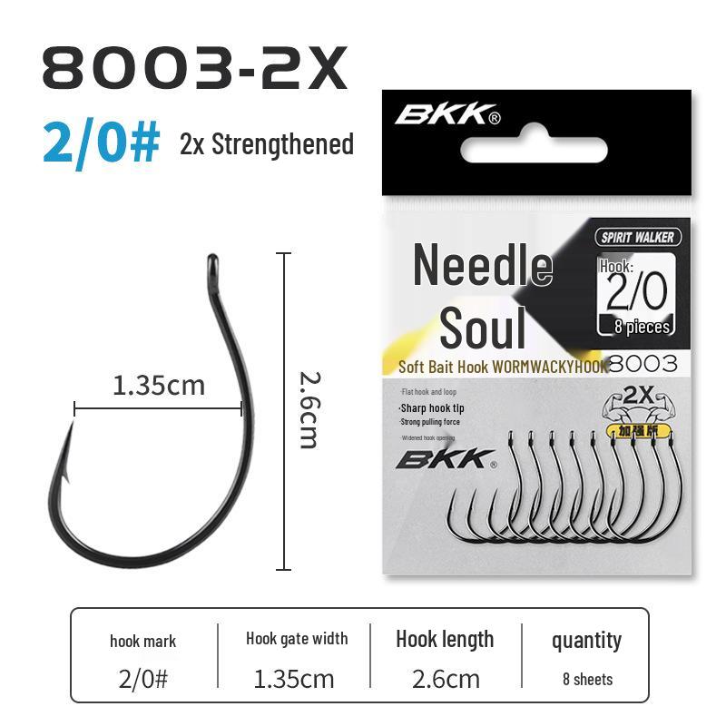 Крючок BKK Wacky Lure 8003-2X: Большая упаковка для рыбы-мандарина Черного Пита с мягкой червячной приманкой