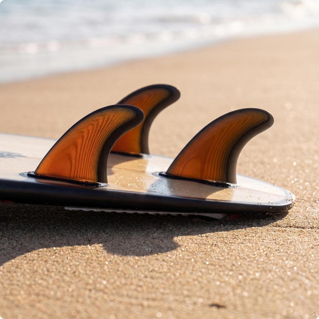 3 Pieces Surfboard Fin with DoubleTab Base Removable Textured for Surfers Orange