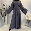 Pure Color Oversized Lace Up Muslim Dress, Muslim Elegant Dress, Showcasing The Beauty of Tradition and Fashion, Showcasing Solemnity and Elegance
