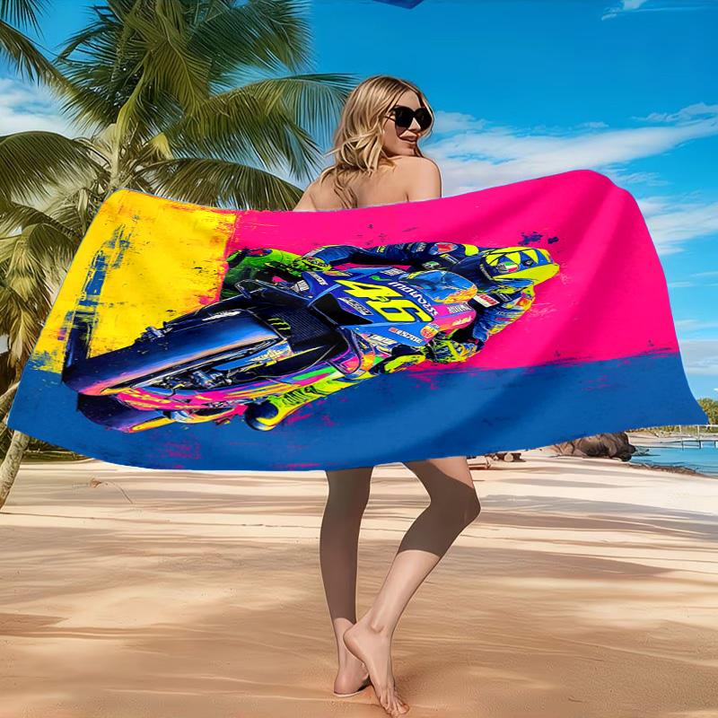 Rider Speeding Through Neon Light Beach Towel, Quick-drying, Easy to Care for, Suitable for Both Fitness and Beach Vacations,Sports Essential