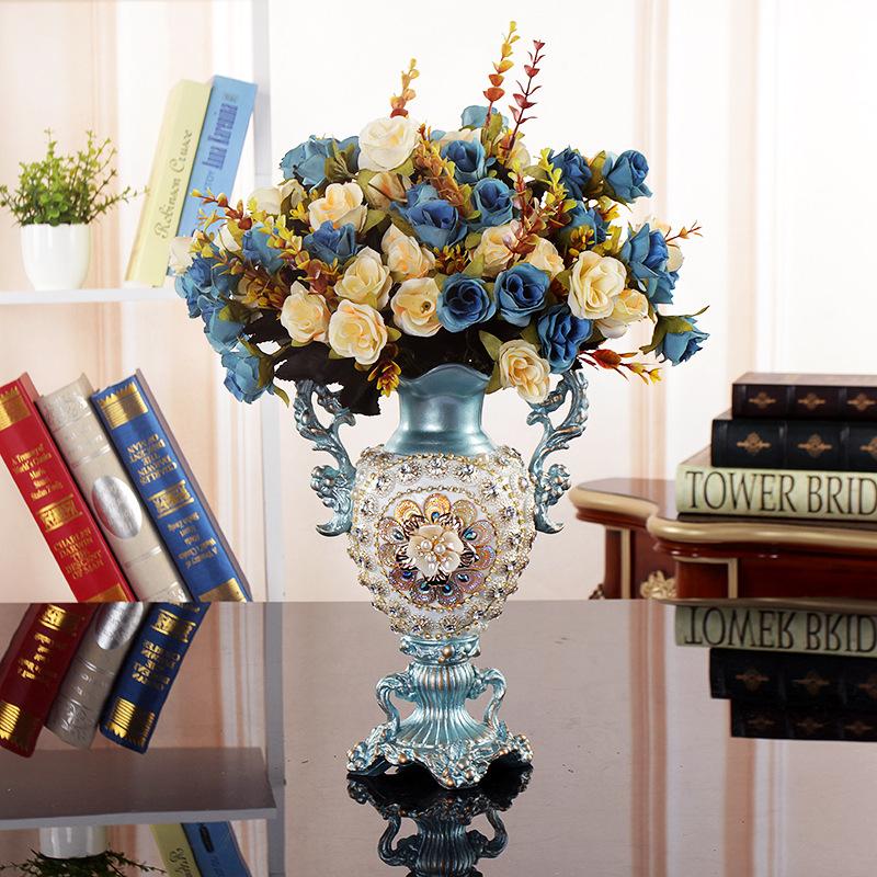 Европейский роскошный алмазный смоляной ваза украшение цветочная композиция для дома журнальный столик мебель украшение для телевизора тумба офисные поделки