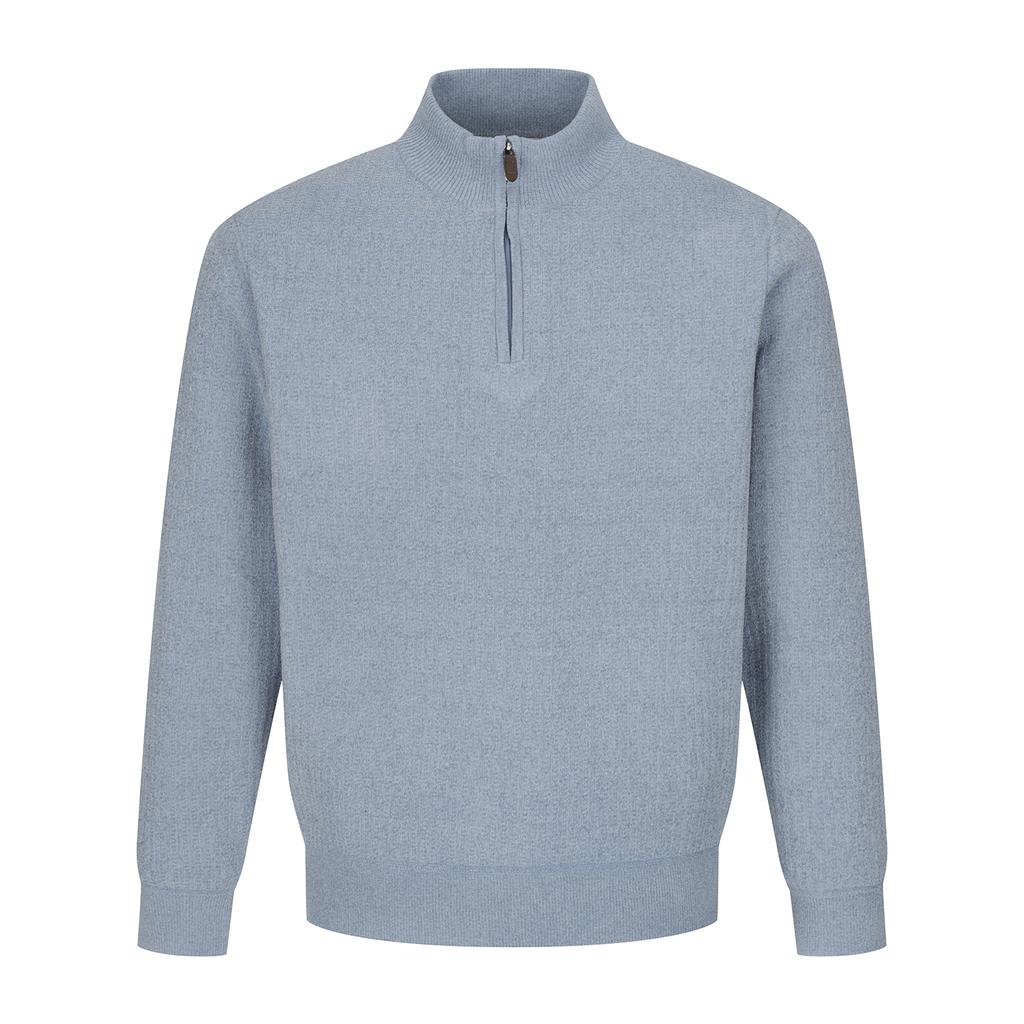 FERRAROMILANO Chenille Fleece Bonded Half-Zip Knit L/Blue (Am0Ftse45141)
