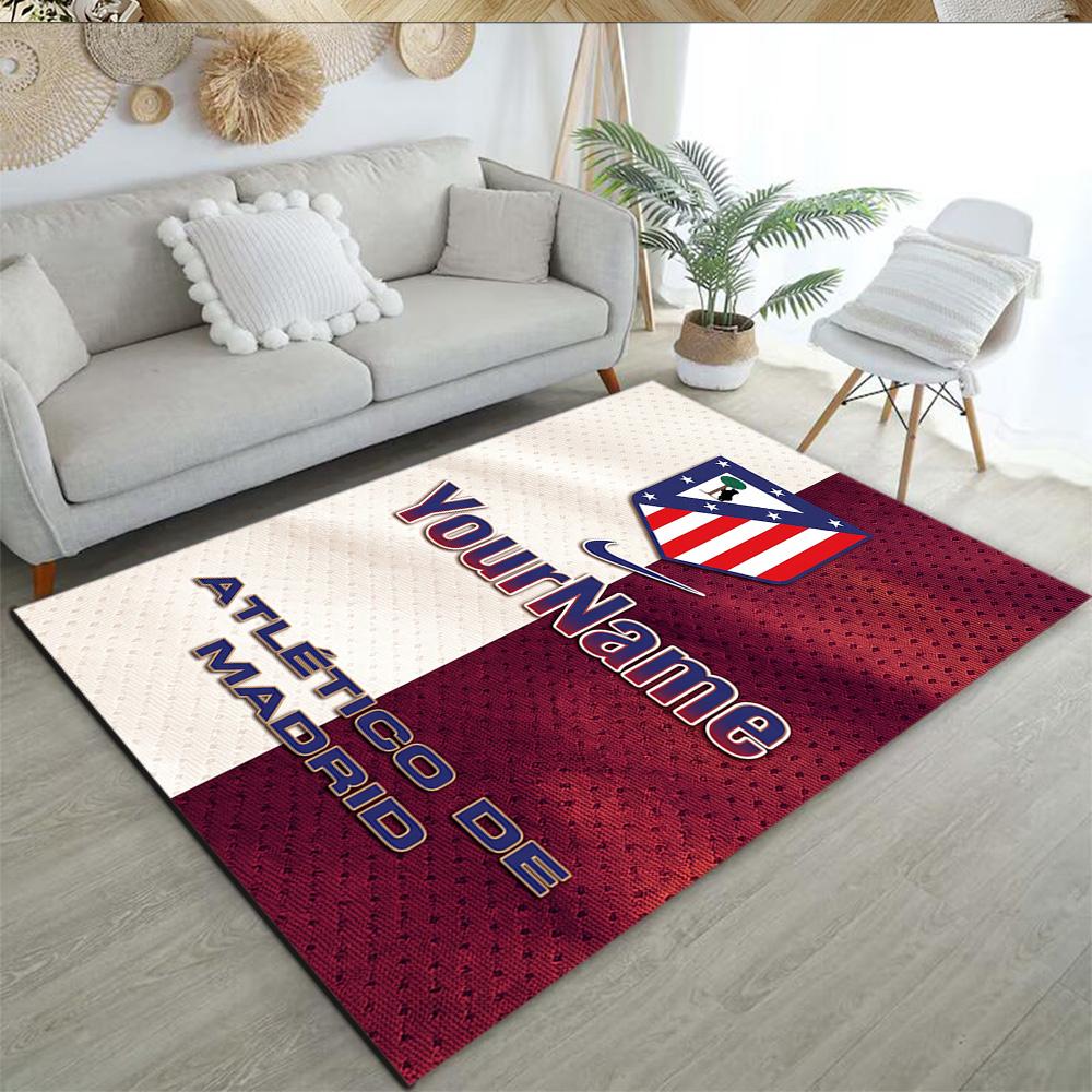 Atletico Madrid Personalized Name Floor Rug Office Rug Suitable for Study room Foyer Entryway Hallway Anti-slip Rug Decorate Offices