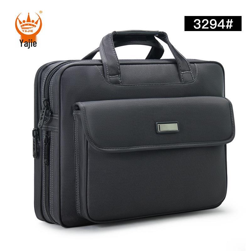 Мужской деловой портфель большой вместимости: Износостойкая компьютерная сумка через плечо из ткани Оксфорд