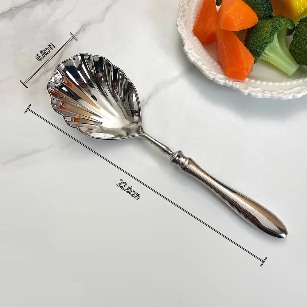 304 Stainless Steel Shell Spoon - Heavy Duty Soup & Bibimbap Utensil, Elegant Dessert Gift