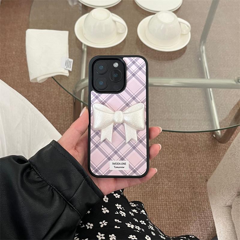 Милый новый ромбовидный чехол с бантом для телефона для iPhone 16 15 14 13 Pro Max fundas iphone 15 чехол Защитная крышка