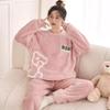 Winter Warm Pajamas Thickened Warm Flannel Pajamas Students Long-sleeved Cartoon Ladies Home Clothes Set Pajamas for Women