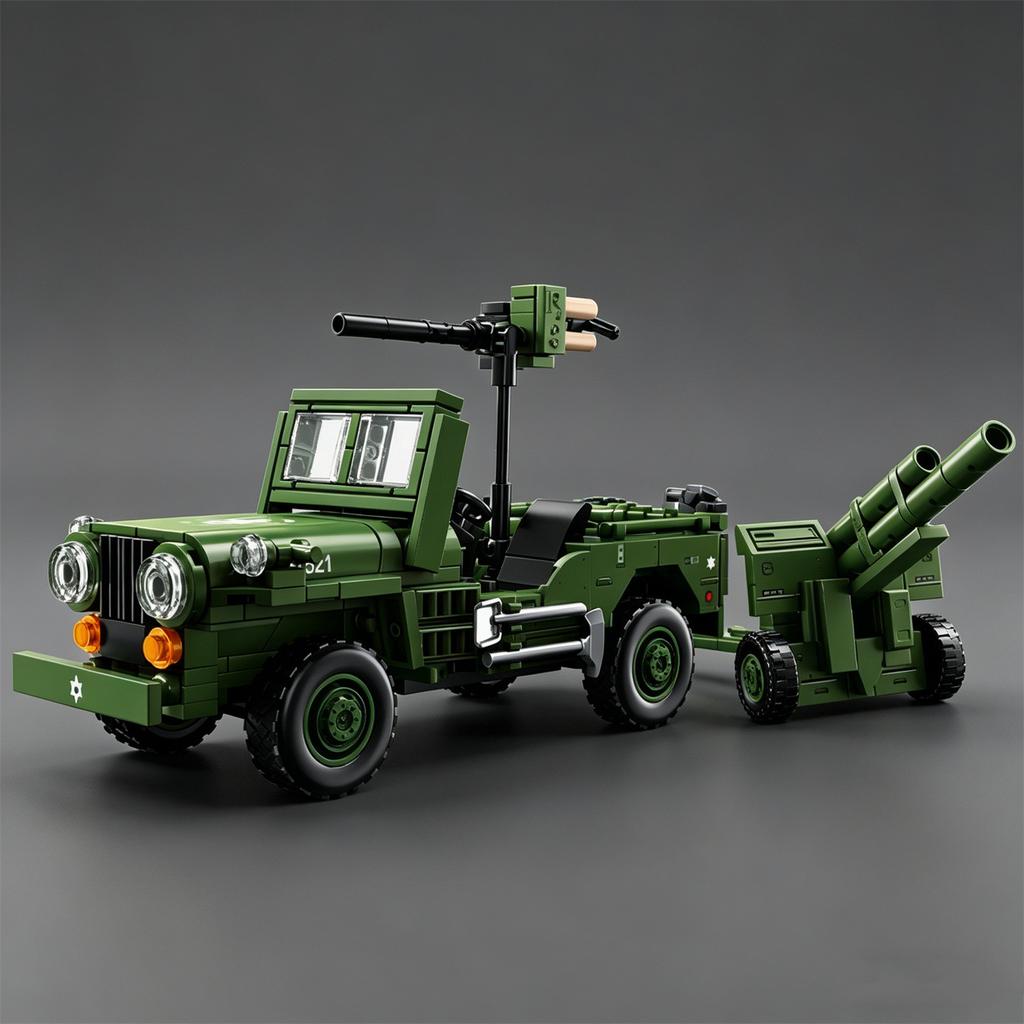 American Willis Off-Road Vehicle Building Tactical Military Car Toy Puzzle Gift Grenade Launcher Tractor Model