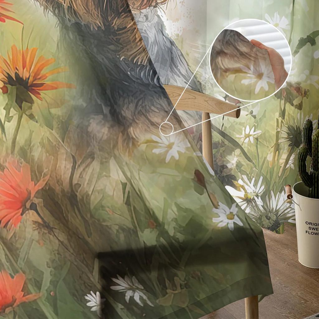 Тюлевые шторы с цветком, собакой, акварелью и бабочкой для гостиной, прозрачные занавески для спальни, оконные жалюзи, вуаль, шторы