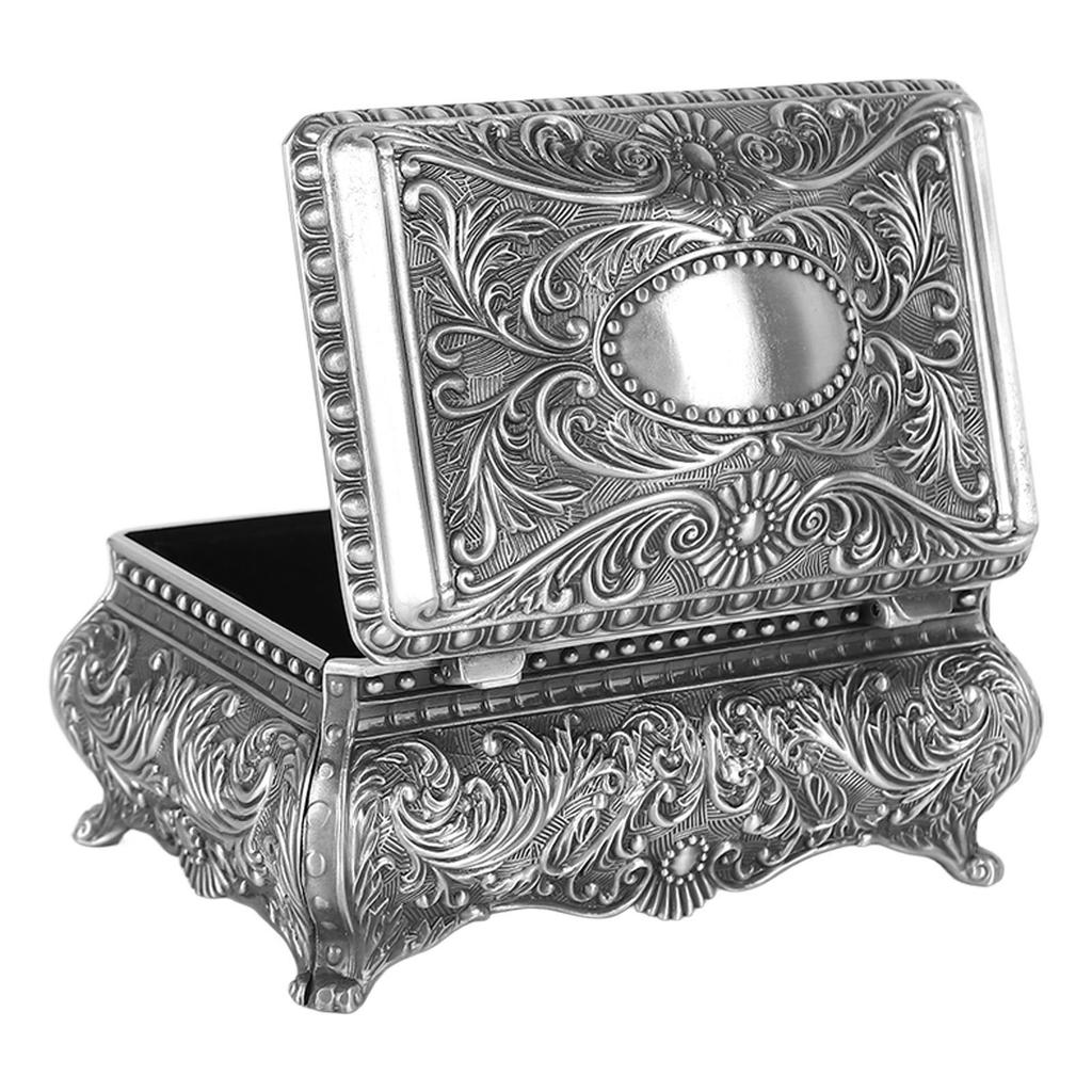 Vintage Jewelry Box Metal Rectangular Trinket Storage Box European Style Jewelry Box for Women Girls Birthday Christmas