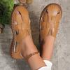 Модные женские сандалии 2024 года, летние туфли на плоской подошве, удобные нескользящие мокасины для мам, дышащие однотонные туфли для ходьбы Zapatos De Mujer