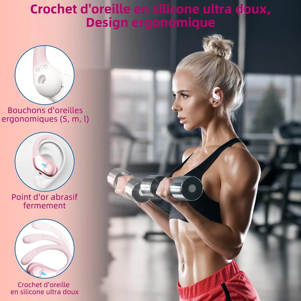 BX30 Bluetooth 5.4 Earphones IPX7 Waterproof Wireless Headphones with ENC Noise Cancelling Mic Deep Bass For Sports Workout Gym