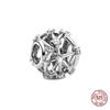 100 %925 Sterling Silver Charms Round Hollow Beads Fit Fashion Charm Bracelet Making for Women Diy Fashion Jewelry