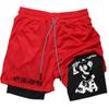 Anime Performance Shorts Printed Men GYM Casual Sports Compression Shorts Workout Running Mesh 2 In 1 Sport Short Pants M-3XL