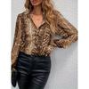 Женский повседневный элегантный кардиган с длинным рукавом и леопардовым принтом