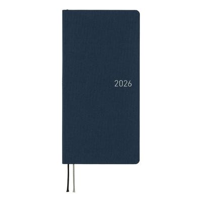 Hobonichi Techo 2026 Weeks MEGA Colors/Cosmo Blue, Начало в январе, Еженедельник, Левая страница, Тонкий вертикальный, 215 страниц, Клеточная страница для заметок