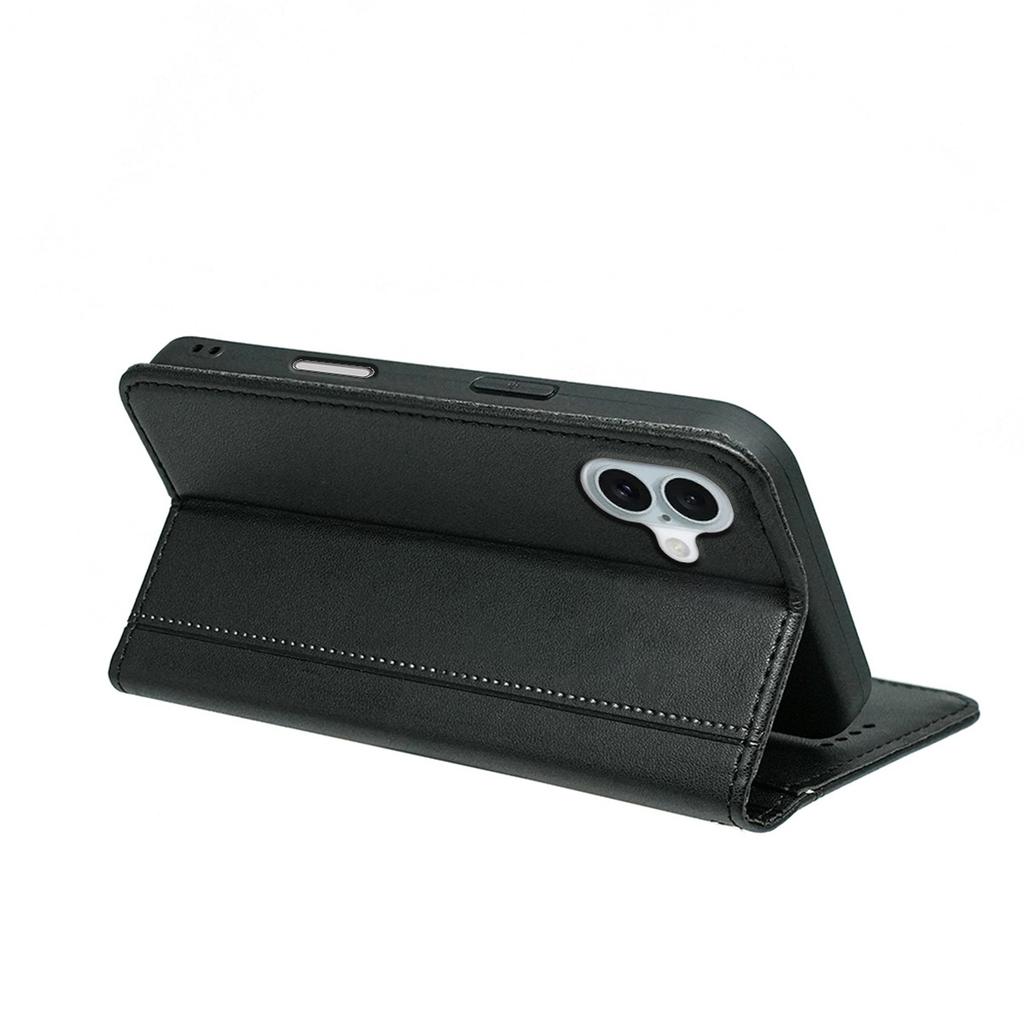 HX01 For iPhone 16 Wallet Case Magnetic Closing PU Leather Phone Cover