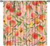 Orange Fruit Curtains,Cute Citrus Green Leaves Floral Summer Pattern Drapes Window 2 Panel Rod Pocket Curtain for Bedroom Living