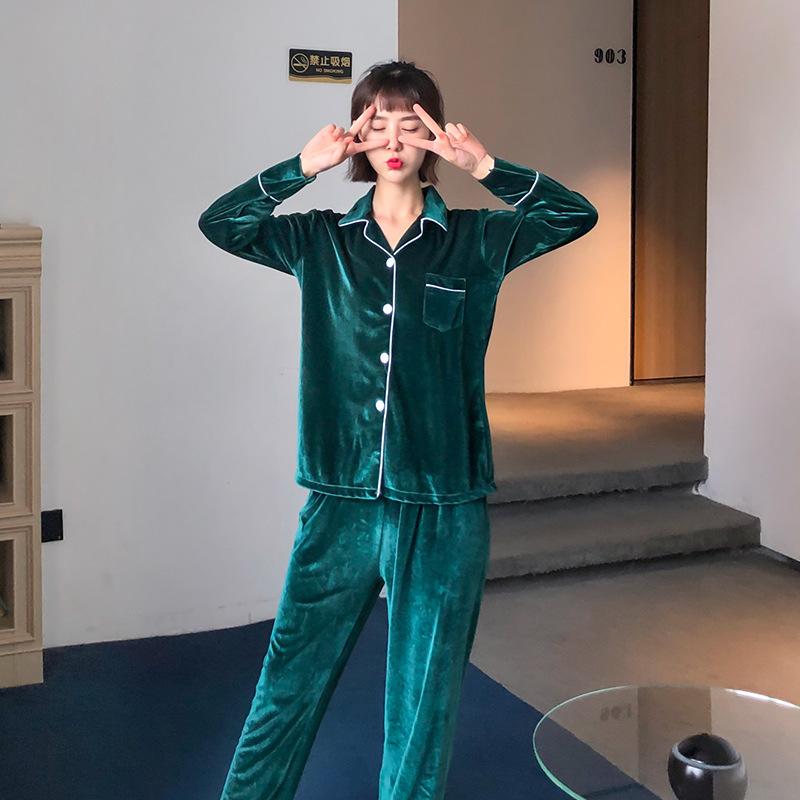 Комплект из 2 предметов пижамы из бархатного шелка для женщин на осень и зиму, домашний костюм, одежда для сна, весенний домашний сервис