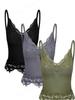 2021 Summer Euro-American Lace Stitching Deep V Slim Crop Vest