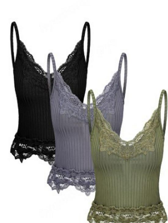 2021 Summer Euro-American Lace Stitching Deep V Slim Crop Vest