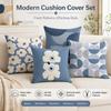 Nordic Blue White Floral Cushion Cover 2D Flat Printed Peach Skin Pillowcase Modern Minimalist Throw Pillow Case For Sofa Decor