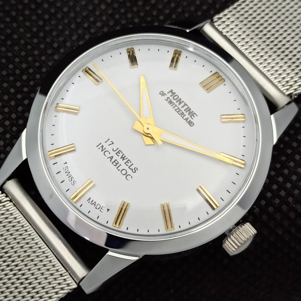 ВОССТАНОВЛЕННЫЕ ВИНТАЖНЫЕ МЕХАНИЧЕСКИЕ МУЖСКИЕ ЧАСЫ MONTINE OF SWITZERLAND 17J a285413-2