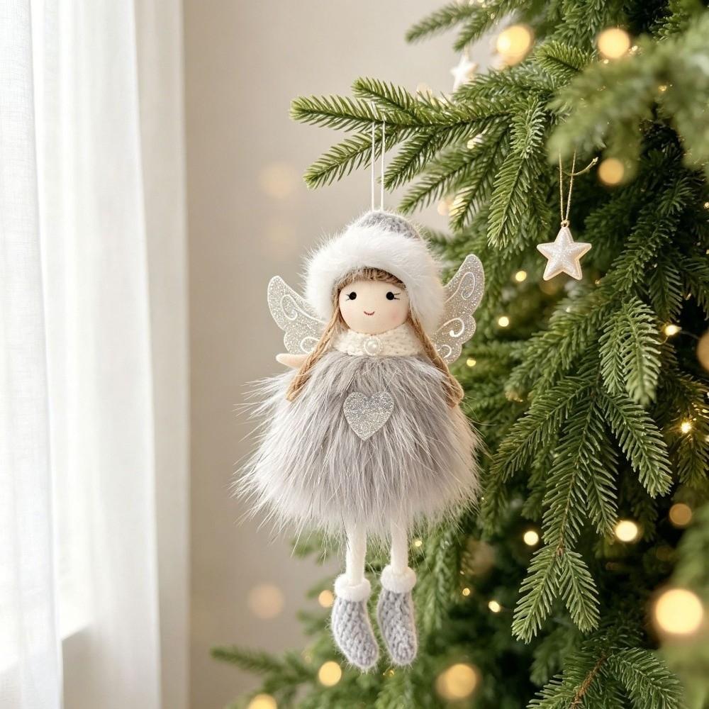 Plush Christmas Angel Girl Ornament Mesh Christmas Tree Decor Christmas Tree Decoration