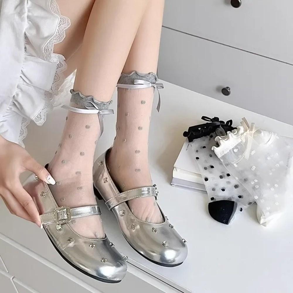 Ultra-thin Lace Bow Socks Soft Polka Dot Sock Comfortable Long Socks Girls