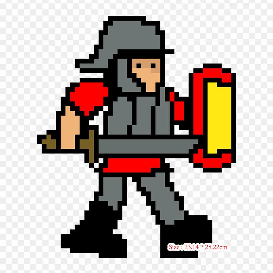 Cartoon Pixel Art Iron On Heat Transfer Printing Vinyl Patches Sticker for Clothes DIY Appliques Washable Patches