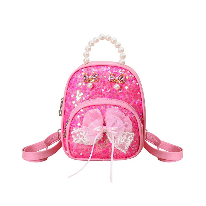 Kids Backpack Fashion With Artificial Pearl Hand Held And Bow Decor For Daily