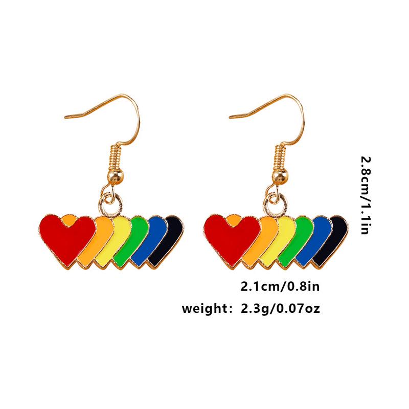 Colorful Alloy Rainbow Flag Love Earrings