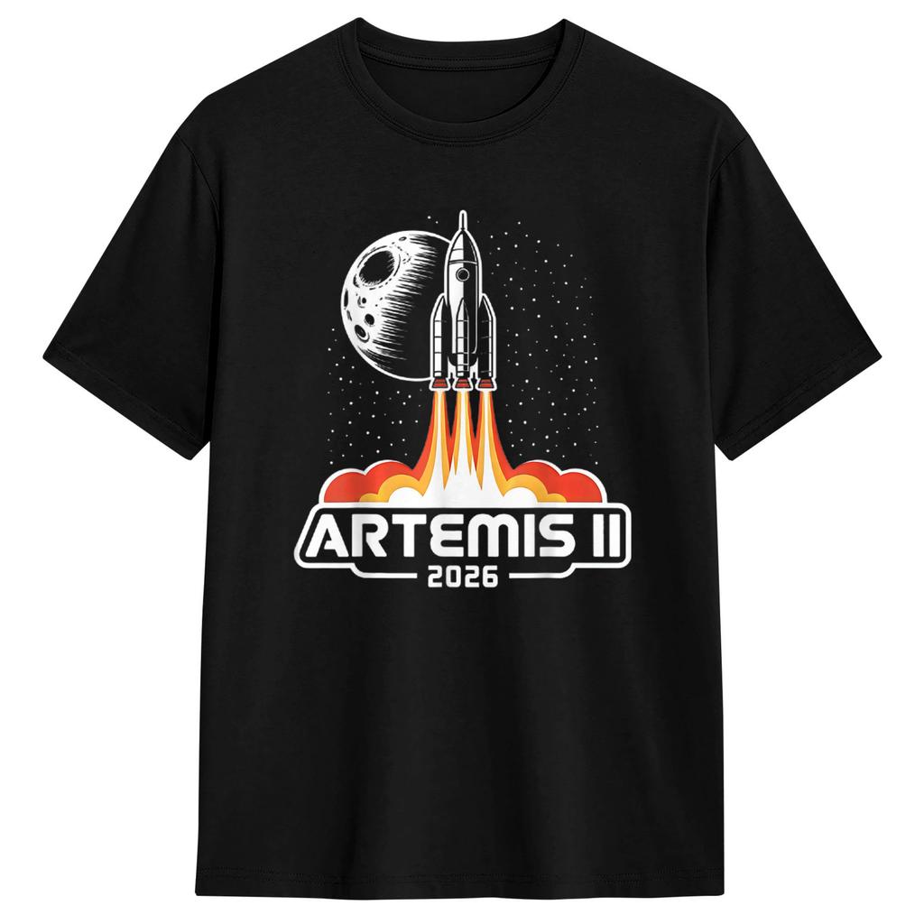 2026 Artemis 2 На Луну Футболка Унисекс и Женская Летняя Хлопковая Одежда Модная С Круглым Вырезом С Коротким Рукавом Уличная Мода