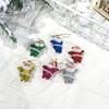 6Pcs Christmas Tree Pendant Glitter Powder Flocking Gifts Lanyard Scene Layout Adorable Xmas Festival Santa Claus Doll Pendant Party Favor