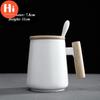 Ceramic Large Capacity Coffee Mug with Wooden Handle Office Water Tea Cup Milk Mug Drinkware