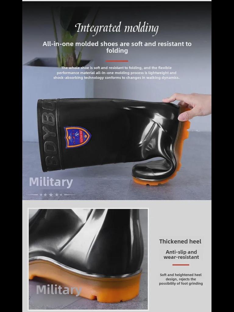Мужские прочные противоскользящие высокие резиновые сапоги из ПВХ для горнодобывающей промышленности и охраны труда