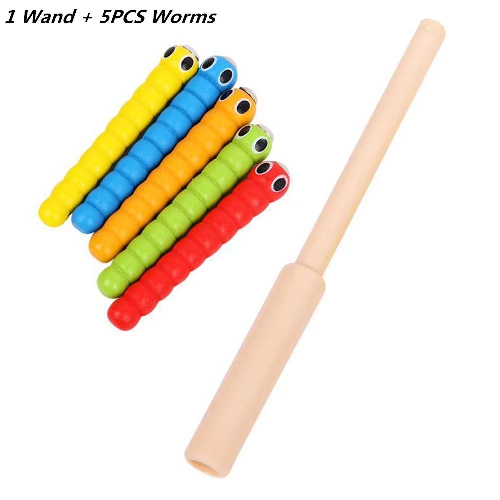 Montessori Educational Wooden Toys Wand Worms For Catch Worm Game Strawberry Grasping Baby Wooden Children Toys Accessories
