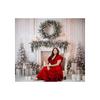 Christmas Photography Background Cloth - Elegant fireplace scene with wreaths, candles, and gifts,